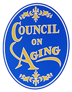alt="Council on Aging logo in yellow text on blue oval"